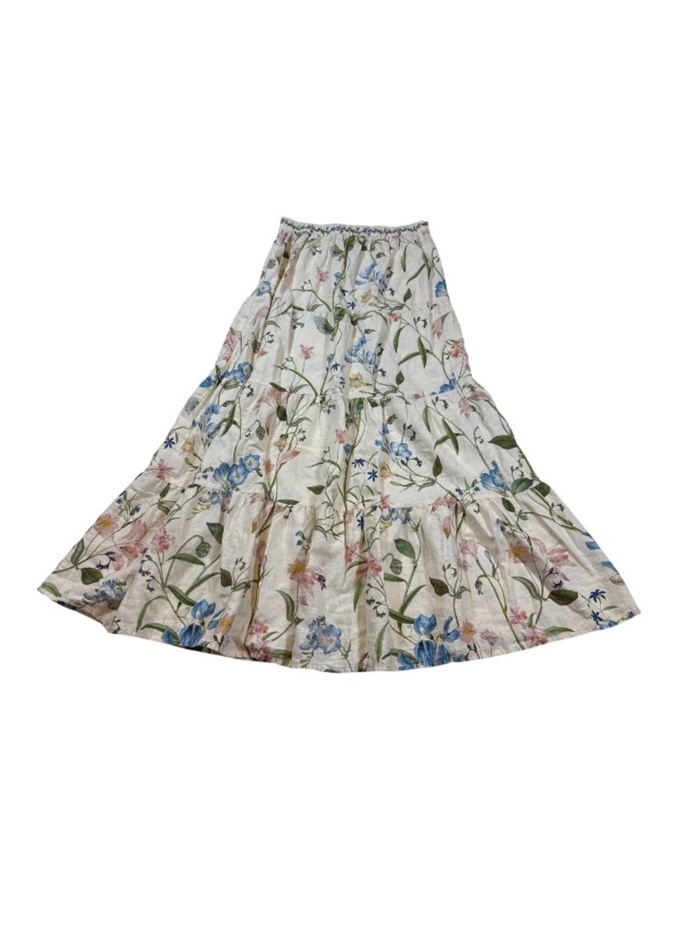 Camila Coelho X Revolve Tiered Floral Linen Blend Maxi Skirt Small (LL895)